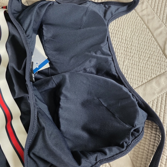 NWT H&M One Piece High Leg Swimsuit With Attached Belt, Navy Size M - Picture 6 of 13